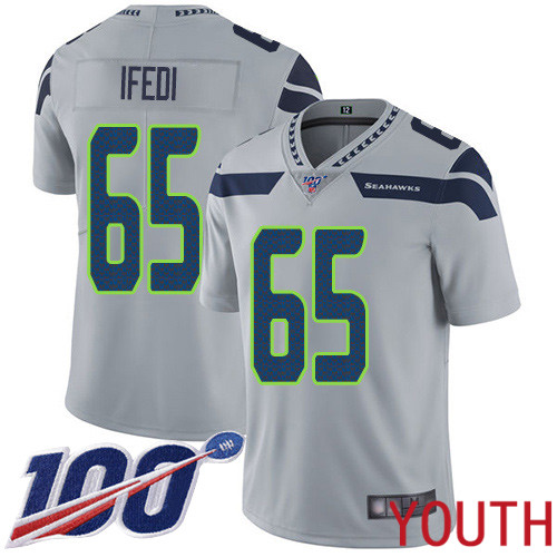 Seattle Seahawks Limited Grey Youth Germain Ifedi Alternate Jersey NFL Football #65 100th Season Vapor Untouchable->women nfl jersey->Women Jersey